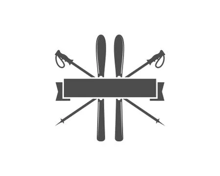 Winter sports Label template. Vintage Mountain explorer badge. Outdoor adventure イラスト素材