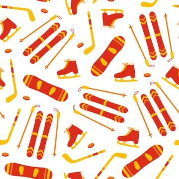 Winter sports pattern on white background Stock-Illustration