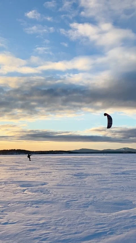 Winter sports Snowkiting Stock Footage 296798357