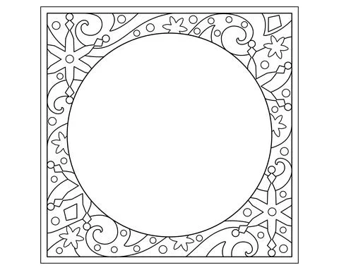 Winter square frame with snowflakes and stars - vector linear illustration Illustrazione stock