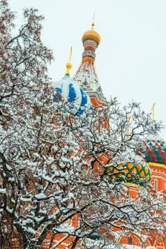 Winter, St. Basil's Cathedral on Red Square in Moscow, Russia Foto stock
