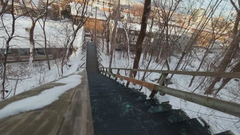 Winter Stairs With Architectural Lines Stock Footage 323487550