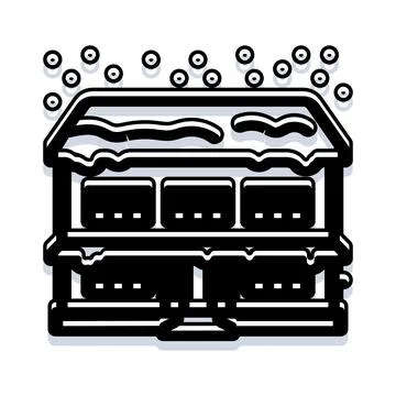 Winter stall with snow falling during cold season Stock Illustration