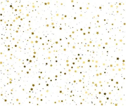 Winter Star Confetti Falling on White for Festive Holiday Background. Stock-Illustration
