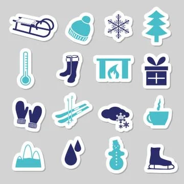 Winter stickers Stock Illustration