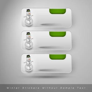 Winter stickers with snowman. Vector design elements Stock Illustration