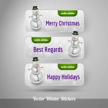 Winter stickers with snowman. Vector design elements イラスト素材