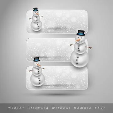 Winter stickers with snowman. Vector design elements Stock Illustration