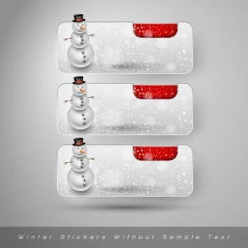Winter stickers with snowman. Vector design elements Illustrazione stock