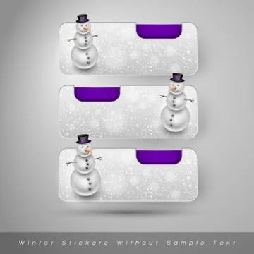 Winter stickers with snowman. Vector design elements 스톡 일러스트