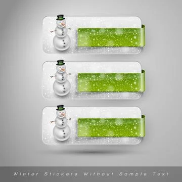 Winter stickers with snowman. Vector design elements Stock Illustration