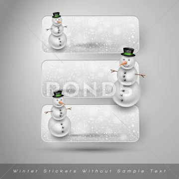 Winter stickers with snowman. Vector design elements Stockillustratie