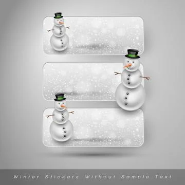 Winter stickers with snowman. Vector design elements Illustrazione stock