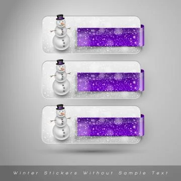 Winter stickers with snowman. Vector design elements Illustrazione stock