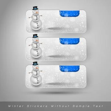 Winter stickers with snowman. Vector design elements Stock Illustration