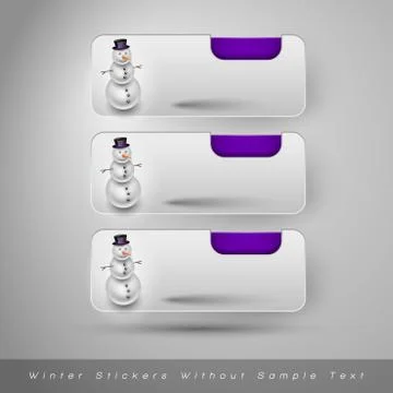 Winter stickers with snowman. Vector design elements 스톡 일러스트