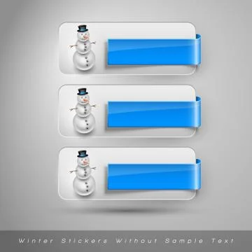 Winter stickers with snowman. Vector design elements 스톡 일러스트