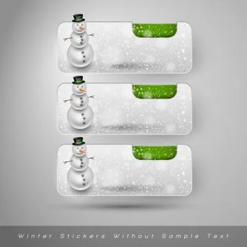 Winter stickers with snowman. Vector design elements Stock Illustration