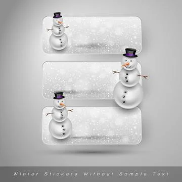Winter stickers with snowman. Vector design elements Stock Illustration