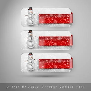 Winter stickers with snowman. Vector design elements Stock Illustration