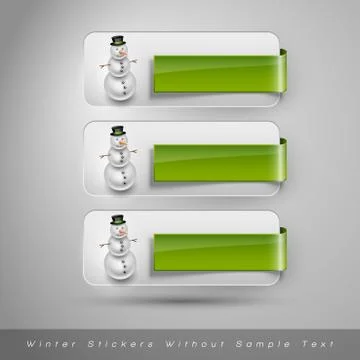 Winter stickers with snowman. Vector design elements Stock Illustration