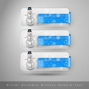 Winter stickers with snowman. Vector design elements Stock Illustration