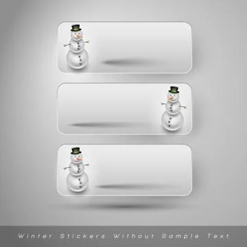 Winter stickers with snowman. Vector design elements Illustrazione stock