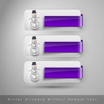 Winter stickers with snowman. Vector design elements Stock Illustration
