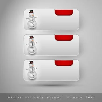 Winter stickers with snowman. Vector design elements Stock Illustration