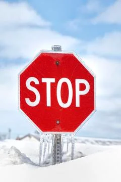 Winter stop sign Stock Photos