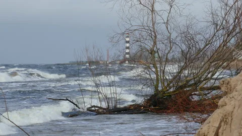 Winter Storm Affects Baltic Sea Coastal Erosion Stock-Footage 138380761