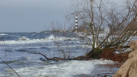 Winter Storm Affects Baltic Sea Coastal Erosion Stock-Footage 138383417