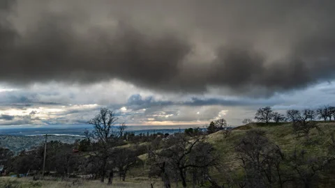 Winter Storm Clouds Above Late Winter California Foothills Stock Footage 282508032