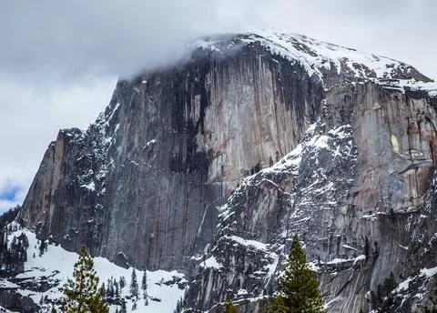 Winter Storm Clouds at Dusk on Half Dome, Yosemite National Park, California Stock Photos