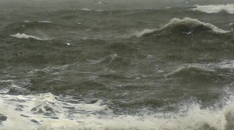 Winter storm off the coast of. Slow motion. Stock Footage 65298360