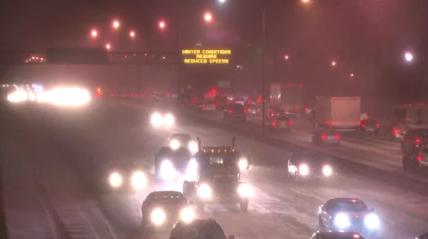 Winter storm driving Stock Footage 34462476