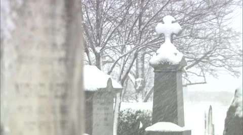 Winter storm graveyard Stock Footage 47678301