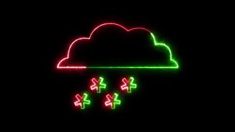 Winter storm icon neon fire green red color animation in black background Stock Footage 265402462