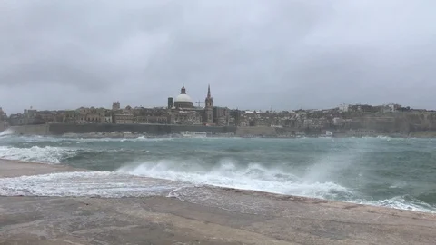 Winter storm in Malta Stock Footage 115072730