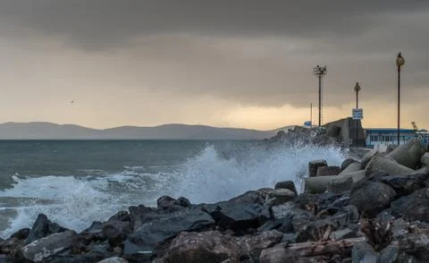Winter Storm Pier View Stock Photos