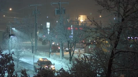 Winter Storm - Snow Plow Stock Footage 44346447