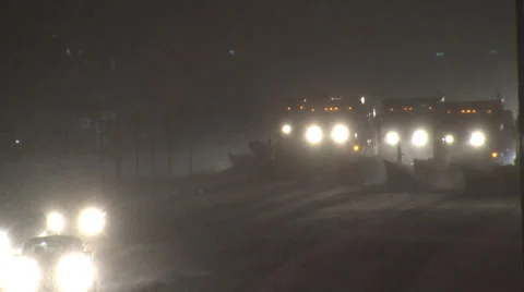 Winter storm snowplows Stock Footage 34462566