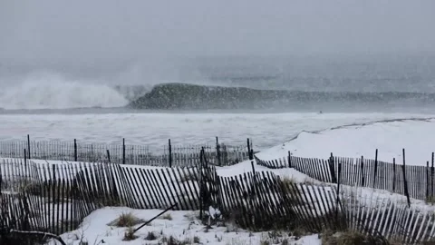 Winter Storm Surf on Long Island, New York Stock Footage 284848341