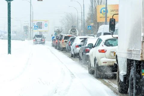 Winter storm traffic Stock Photos