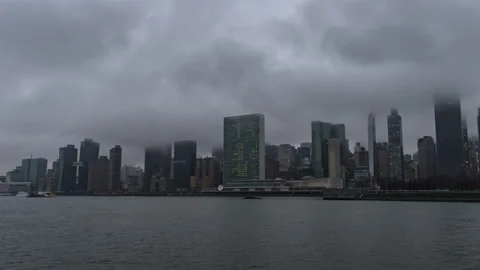 Winter Storm United Nations Hyperlapse Fast Stock Footage 231637541