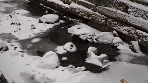 Winter Stream Flowing Among Rocks Stock Footage 296646319