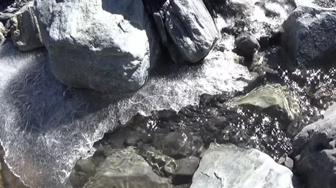 Winter stream flowing below the ice Stock Footage 43910653