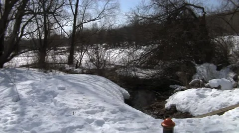 WINTER STREAM SCENERY SHOT Stock Footage 40340458