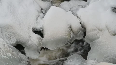 Winter stream - snow and ice Stock Footage 258681623