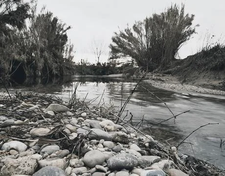 Winter stream view Stock Photos